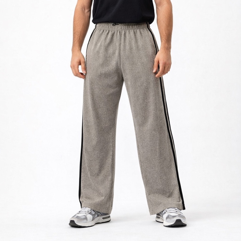 adidas Gray Wide-Leg Sweatpants with Black Side Stripes